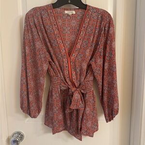 Women’s Floral blouse in coral color